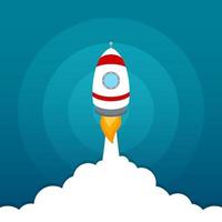 Rocket launch icon on blue sky background vector