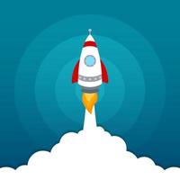 Rocket launch icon on blue sky background vector