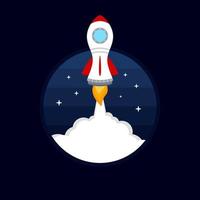 Rocket launch icon on blue sky background vector