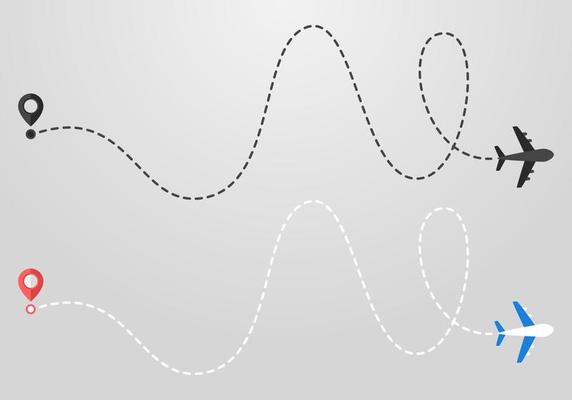 Plane and track icon on a white background