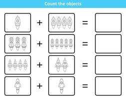 Educational mathematical game for kids with rockets vector