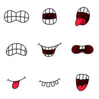 Cartoon funny mouth with different expressions vector