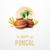 Happy Pongal greeting card on white background