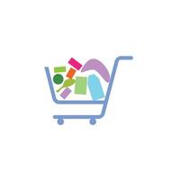 icono de carrito de compras colorido con artículo vector