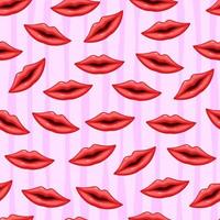 Seamless pattern red lips vector