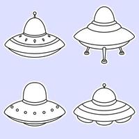 Set of alien spaceship icons vector