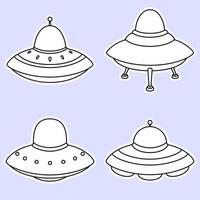 Set of alien spaceship icons vector