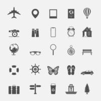 Travel vacation icon and sign collection vector