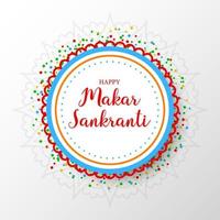 Makar sankranti greeting card with colorful kites vector