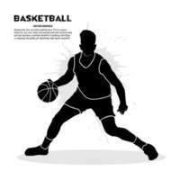 Basketball player dribbling the ball. Vector illustration