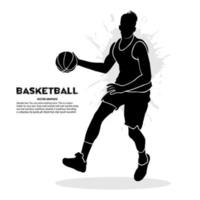 jugador de baloncesto masculino sosteniendo la bola aislada en el fondo blanco vector