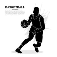 jugador de baloncesto botando la pelota. vector de silueta abstracta