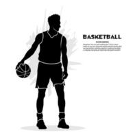 Male basketball player holding the ball. Vector illustration