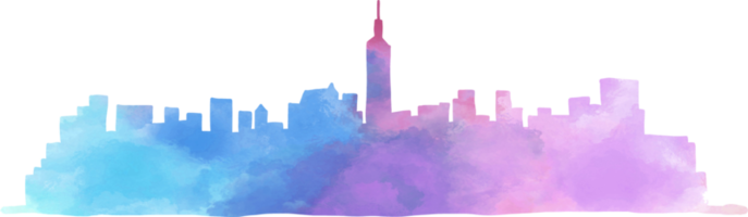 ilustración colorida del estilo de la acuarela del horizonte del paisaje urbano de la ciudad de nueva york.