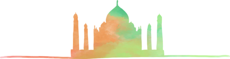 taj mahal in agra stadtbild skyline bunte aquarellartillustration. png