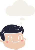 cartoon male face and thought bubble in retro style vector