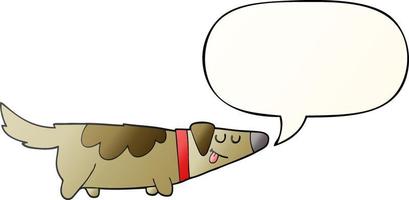 perro de dibujos animados y burbuja de habla en un estilo degradado suave vector