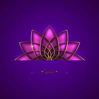 Pink Lotus flower, sacred geometry mandala, golden luxury ornament, gold line art floral logo. Flower blossom symbols of yoga, spa, beauty salon, cosmetics, relax, brand style. Vector isolated