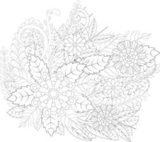 doodle coloring pages, spring doodle, floral coloring pages for kids and adults, spring tree and floral vector