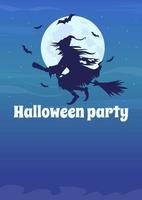 Witch themed party on Halloween flat vector banner template. Full moon magic. Witchcraft poster, leaflet printable color designs. Editable flyer page with text space