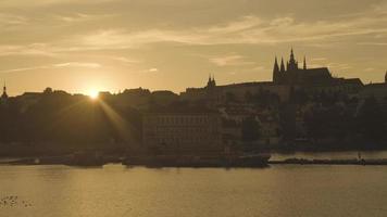 Prague Castle at sunset in 4K 50p video