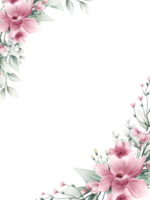 cadre fleur rose aquarelle png