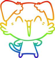 rainbow gradient line drawing happy little dog cartoon vector