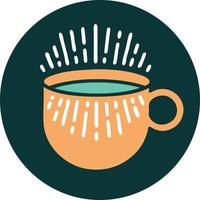 iconic tattoo style image of cup of coffee vector