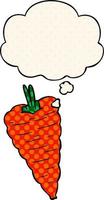 cartoon carrot and thought bubble in comic book style vector