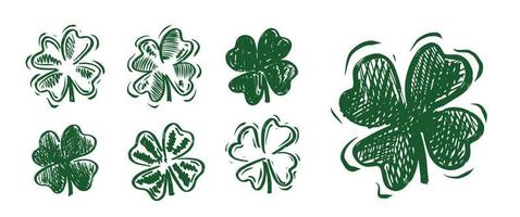 St. Patrick's Day. Retro Style Emblems leaf clover. vector