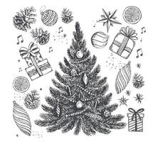 Christmas and New Year set, Hand drawn illustration. Vector. vector