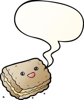 cartoon biscuit and speech bubble in smooth gradient style vector