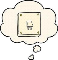 cartoon light switch and thought bubble in comic book style vector