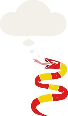 cartoon snake and thought bubble in retro style