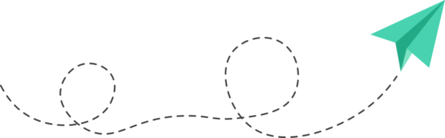 ruta de avión de papel de línea discontinua png