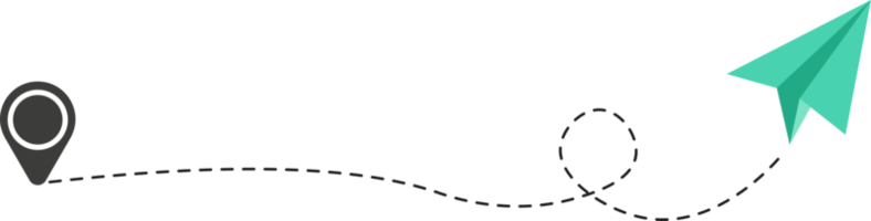 linha tracejada rota de avião de papel png