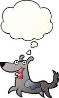 happy dog cartoon and thought bubble in smooth gradient style vector
