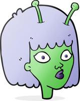 freehand drawn cartoon female alien vector