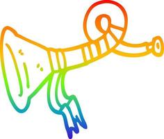 rainbow gradient line drawing cartoon curled horn instrument vector