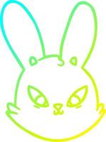 cold gradient line drawing cartoon bunny face vector