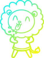 cold gradient line drawing happy cartoon lion vector