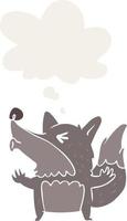 cartoon werewolf howling and thought bubble in retro style vector