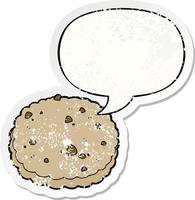cartoon biscuit and speech bubble distressed sticker vector