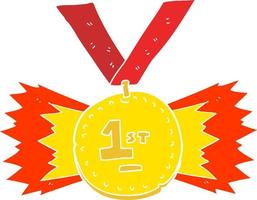 flat color illustration of first place medal vector