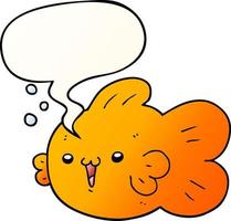 cartoon fish and speech bubble in smooth gradient style vector