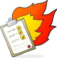 freehand drawn cartoon checklist burning vector