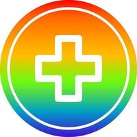 addition symbol circular in rainbow spectrum vector