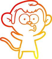 warm gradient line drawing cartoon surprised monkey vector