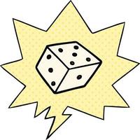 cartoon dice and speech bubble in comic book style vector