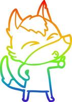 rainbow gradient line drawing cartoon wolf pouting vector